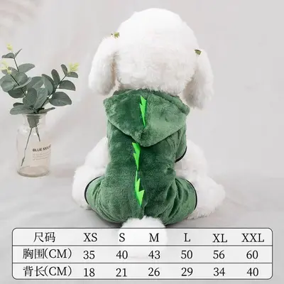 Winter Warm Flannel Dinosaur Jumpsuit Dog Clothes for Small Breeds - 8
