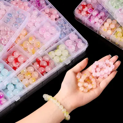 Glass Imitation Jade Round Beads for Handmade DIY Bracelets and Necklaces