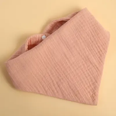 Baby drool cloth four-layer gauze baby absorbent triangle drool cloth bib, contrast color baby bib usable on both sides - 11