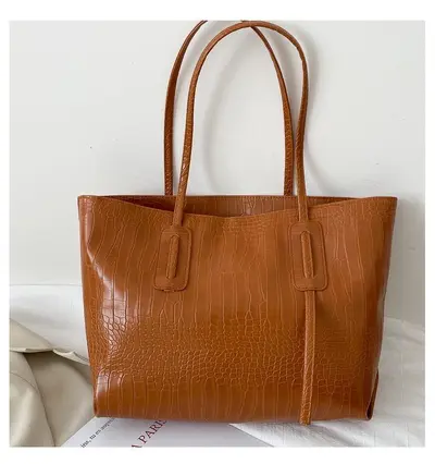 Retro Crocodile Pattern Women's Tote Bag, Large Capacity Single Shoulder Bag - 7
