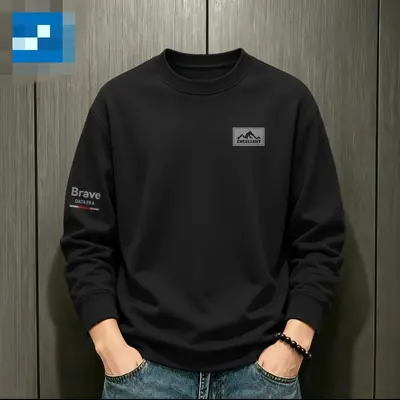 Men's Round Neck Loose Printed Sweatshirt, Autumn