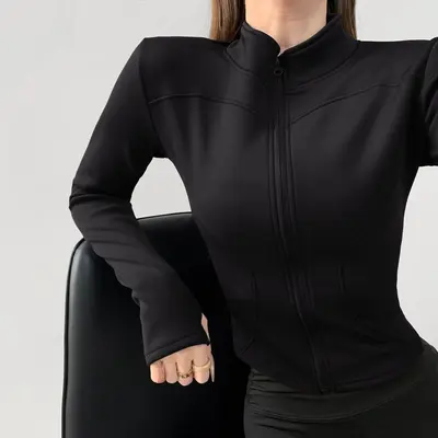 Yoga ceketi kadın, polar astar, sıcak, dar kesim - 7