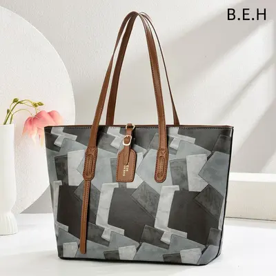 Color-Block Large Capacity Women's Tote Bag