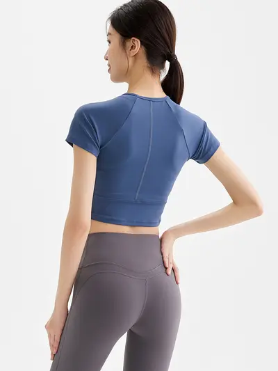 Damen-Yoga-Shirt, Kurzarm, schnelltrocknend - 6