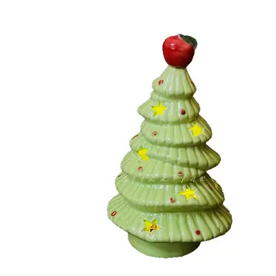 Keramik-Weihnachtsbaum-Apfel Nachtlicht für den Nachttisch, Dekorfigur