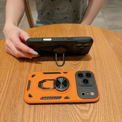 iPhone 17 Pro Max Handyhülle mit Präzisionslöchern, drehbarer Ringständer, stoßfest