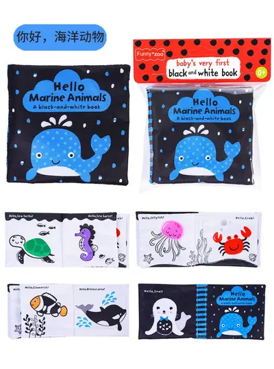 Baby Early Learning Cloth Book, Visual Stimulation for Newborns - 7