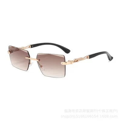 Cheetah Frameless Square Men's Sunglasses, UV Protection - 6
