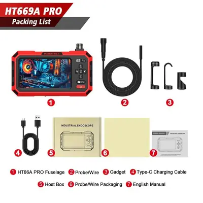 HABOTEST Taşınabilir HD Endüstriyel Borescope 4.3 İnç Ekranlı Boru Oto Onarım Su Geçirmez Kamera - 7