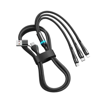 3 in 1 hızlı şarj kablosu, USB-C, Lightning, Micro-USB, 100W