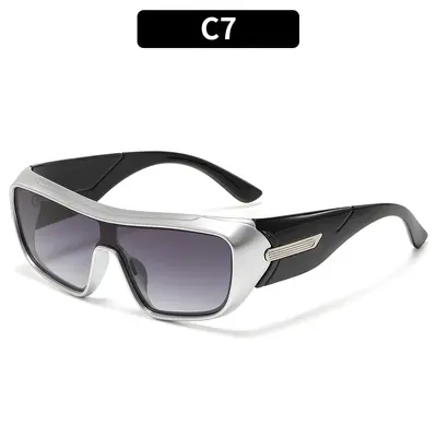 Oversize-Herrensonnenbrille mit einteiligen Gläsern im Retro-Stil und UV-Schutz - 11