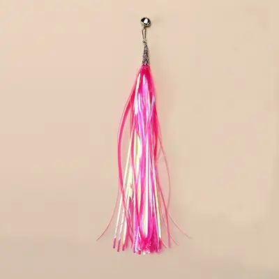 Cat Teaser Wand Replacement Head with Crinkle Paper, Bell and Colorful Tassels - 9