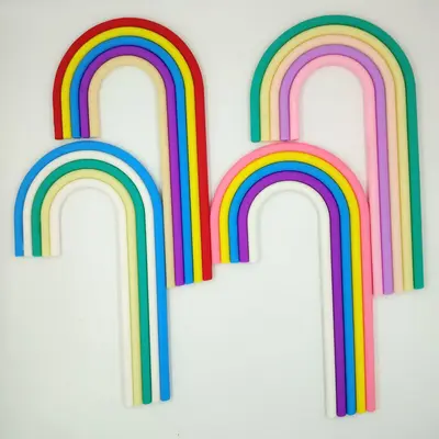 Arch Cake Decoration with Rainbow Soft Rubber Figurine, Red Pink Forest Theme