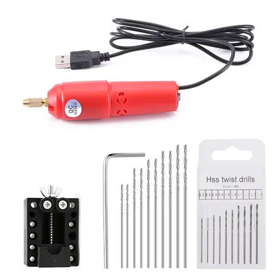 USB electric mini drill set, red - 12