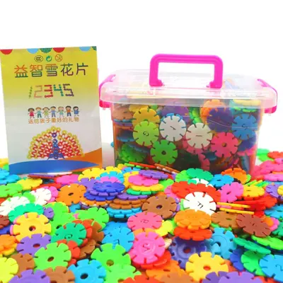 Early Education Plastic Snowflake Building Blocks in Storage Box, Snap-Together Toy for Ba - 3