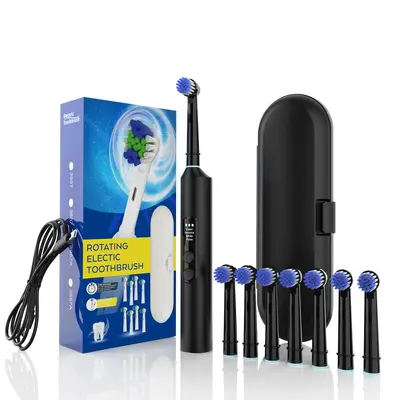 Fully Automatic Rotary Electric Toothbrush, Rechargeable, 4-6-8 Brush Heads - 10