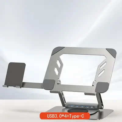 360-Degree Rotatable Laptop Stand with Phone Holder, Foldable - 13