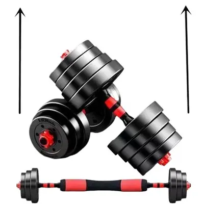 Men's dumbbell 20kg pair, rubber coated, detachable kettlebell