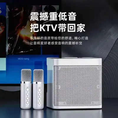 Трансграничная беспроводная Bluetooth-колонка для караоке YS203K с двумя микрофонами, «всё в одном» для дома и улицы, система звука для KTV