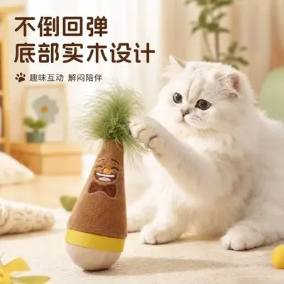 Дразнилка для кошек Weeble с перьями, самоигровая игрушка от скуки, устойчивая к жеванию, игрушка для домашних животных, прямые поставки с фабрики, доступен дропшиппинг - 3