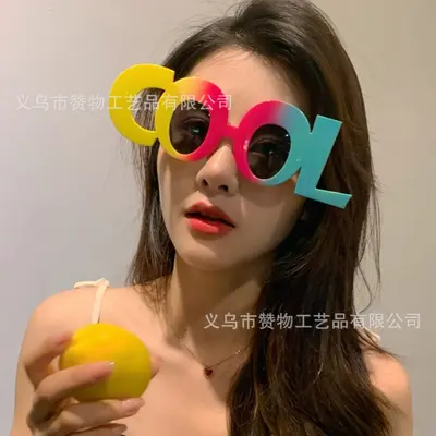 Hawaiian Style Colorful COOL Party Adult Decorative Sunglasses Funny Photo Props Letter Shape Glasses