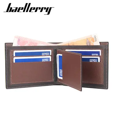 Baellerry Men's Short Wallet, Korean-Style Horizontal, Multi-Card Slim Leather Wallet - 2