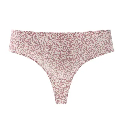 Plus Size Seamless Leopard Print Women's Thong, Low-Rise, Beach - 9