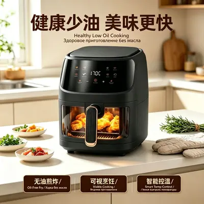 Çapraz Sınır 8L Hava Fritöz Çok Fonksiyonlu Akıllı Dokunmatik Ekran Geniş Kapasite Airfryer Fırın Patates Kızartma Makinesi Elektrikli Fritöz - 2