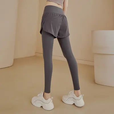 Yogahose im Zweiteiler-Look, hoher Bund, Bauchkontrolle, elastisch - 7