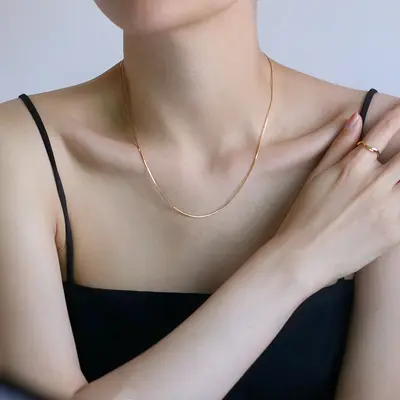 S925 gümüş yılan zincir kolye minimalist - 10