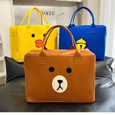 Cartoon Reisetasche Große Kapazität Reisetasche Leicht Modisch Koreanischer Stil Frisch Kurzstrecken Filz Handtasche Kleidungstasche