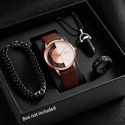 2025 Fall New Arrival Men's Watch Luxury Minimalist Sophisticated Simple Fashion Quartz Wristwatch Black Large Dial - 11