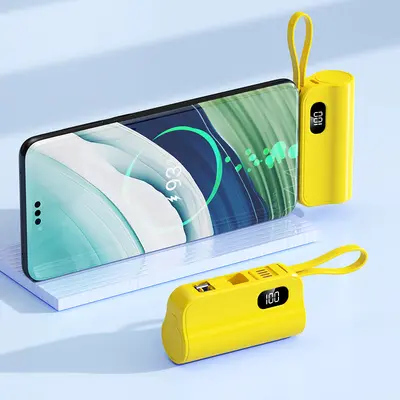 Mini-Kapsel-Powerbank 5000 mAh mit integriertem Kabel - 10