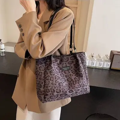 Retro Leopard Print Large-Capacity Women's Shoulder Bag - 6