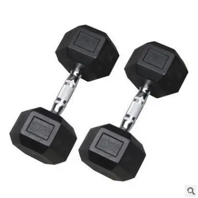 Hexagonal dumbbell rubber-coated pure iron set