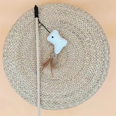 Feather Teaser Wand with Bell and Wooden Stick for Cats - 9