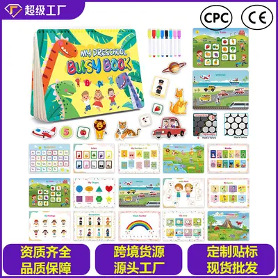 Busy Book Grenzüberschreitendes Kinder-Frühförderbuch Kognitives Reiß- und Klebebuch Klappbuch Lernbuch Stilles Buch
