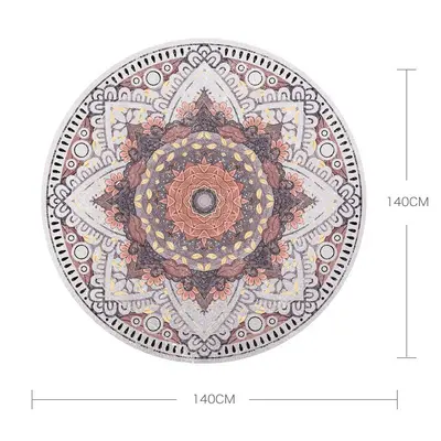 1.4m Suede Natural Rubber Round Yoga Mat for Meditation - 6