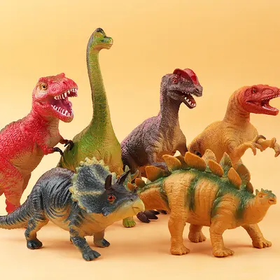 Large Soft Rubber Dinosaur Toy with Sound, Tyrannosaurus and Triceratops