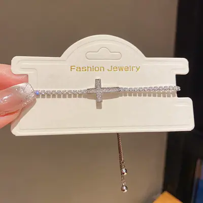 14K Gold Plated Zircon Oval Bracelet - 7