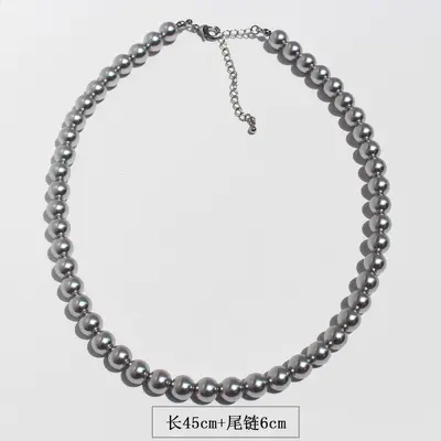 Silver-Grey Pearl Necklace, Bracelet and Earring Set - 9