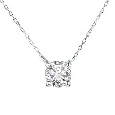 S999 sterling silver diamond pendant necklace women - 5