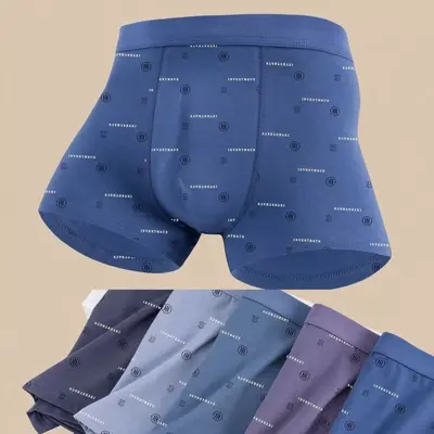Men's Cotton Boxer Briefs, Mid-Rise, Breathable, Solid Color Printed - 11