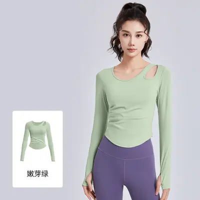 Damen Langarm-Pilatesoberteil, schulterfrei mit Cut-outs, Herbst/Winter - 9
