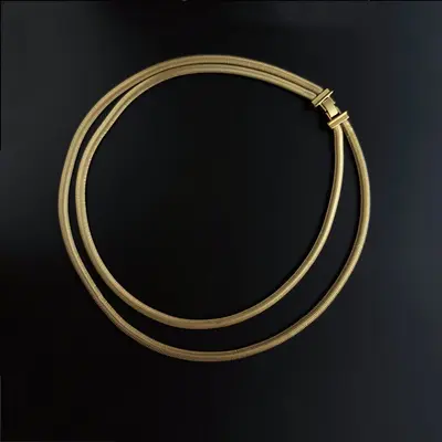 Matte Double-Layer Gold Snake Chain Necklace with Collarbone Chain