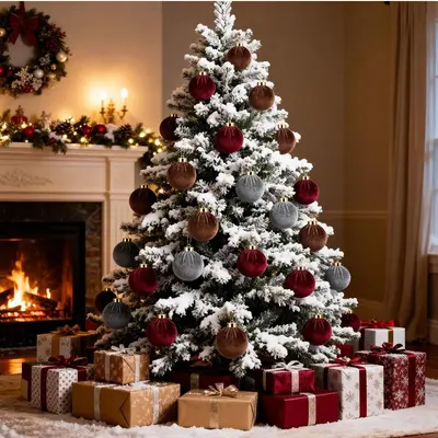 Dark Velvet Christmas Balls, Flocked Christmas Ornaments