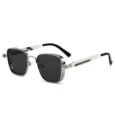 Retro-Sonnenbrille mit eckigem Metallrahmen im Steampunk-Stil - 8