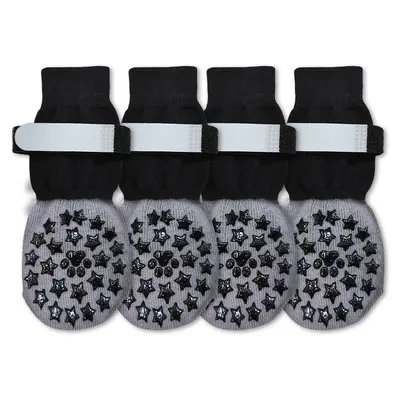 4-Pack Non-Slip Dog Socks for Small to Large Dogs - 10