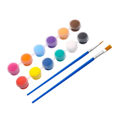 3ml Acrylic Paint 12-Color Paint Brush Set with Attached Brushes, DIY Painting Kit for Kids, Kite Mask Painting Supplies