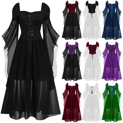 Halloween Hexen-Trägerkleid lang, 10 Farben